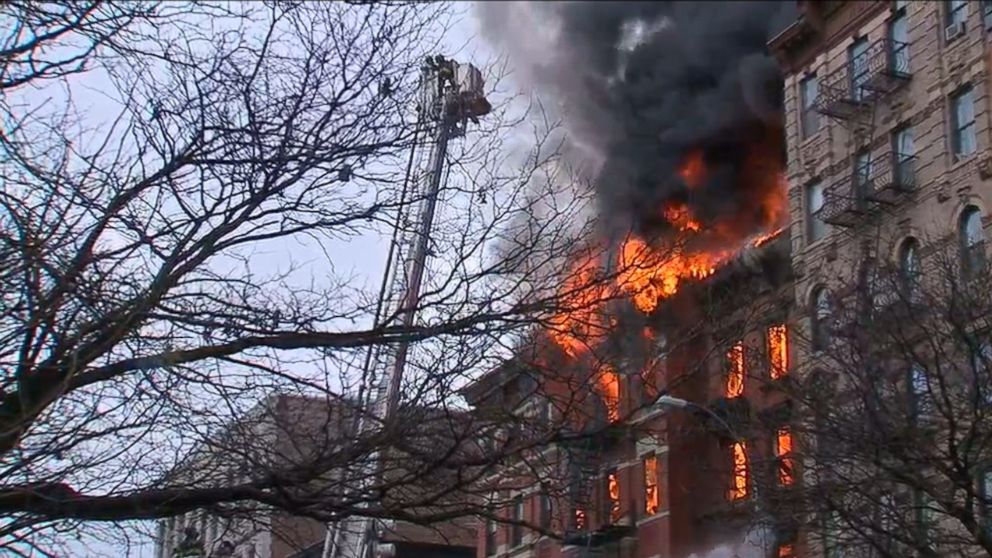 A building collapse and fire in lower Manhattan New York, on March 26, 2015. 