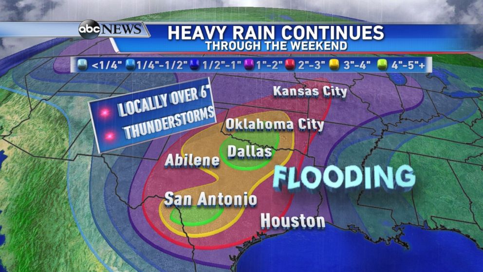 PHOTO: Rain Forecast through the Weekend, More Flooding for Texas and Oklahoma