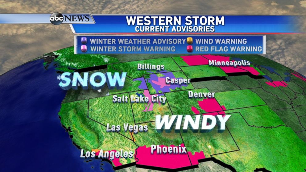 PHOTO: Winter, Wind, and Fire Warnings across the West Today