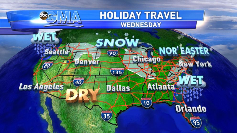 PHOTO: The weather travel forecast for today.