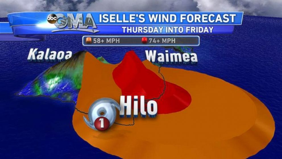 PHOTO: The wind forecast for Iselle Wind Forecast as it moves over the big island of Hawaii. 