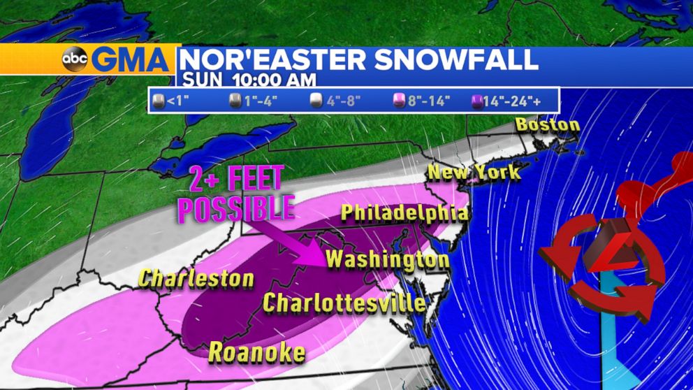 PHOTO: Meteorologists say there could be over two feet of snow in this weekend's storm.