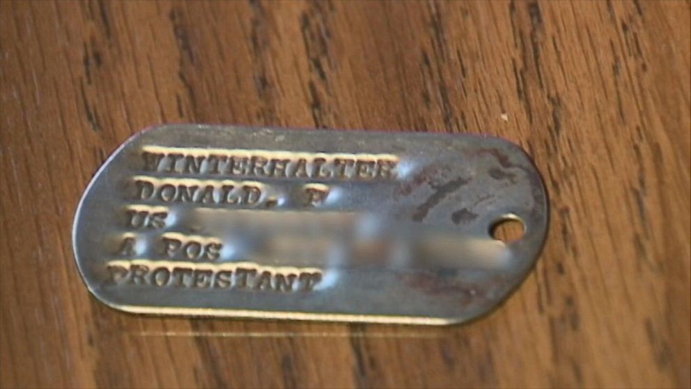 PHOTO: Vietnam veteran Don Winterhalter was reunited with his lost dog tags Nov. 19, 2015 in Brookline, N.H.