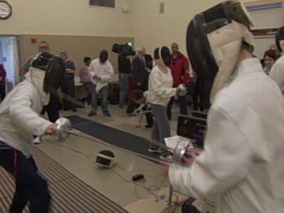 VIDEO: Two schools compete in the first-ever blind fencing tournament.