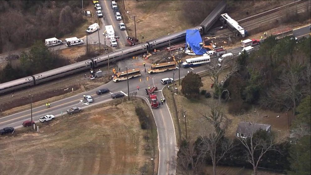 PHOTO: A train crash in Halifax County, North Carolina, March 9, 2015. 