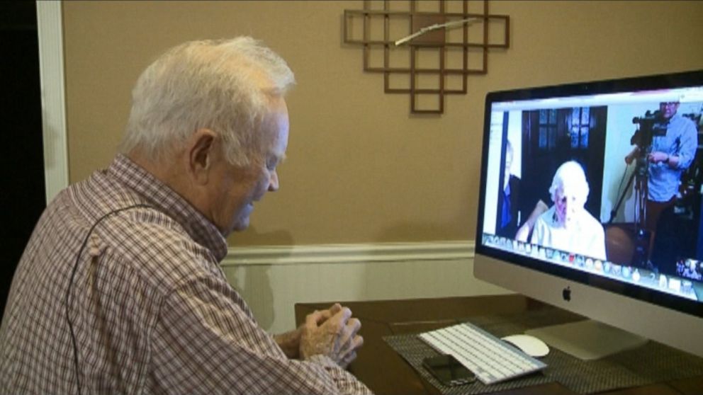 PHOTO: Norwood Thomas recently reunited with Joyce Durrant Morris, a girl he dated while he was deployed outside London, UK during the war, after over 70 years apart. 