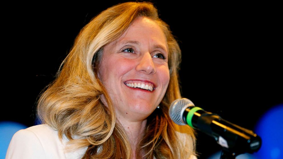 Abigail Spanberger, Virginia's 7th District Democratic primary candidate, smiles as she accepts the nomination to face incumbent Rep. Dave Brat on June 12, 2018, in Richmond, Va.
