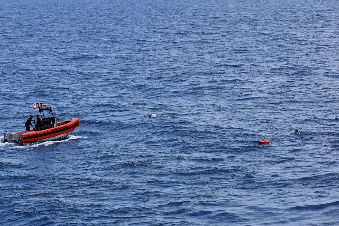 PHOTO: An image posted by the U.S. Coast Guard via Twitter on May 28, 2021, shows the ongoing search and rescue efforts after 10 people were reported missing when a boat traveling from Cuba capsized near Key West, Fla.