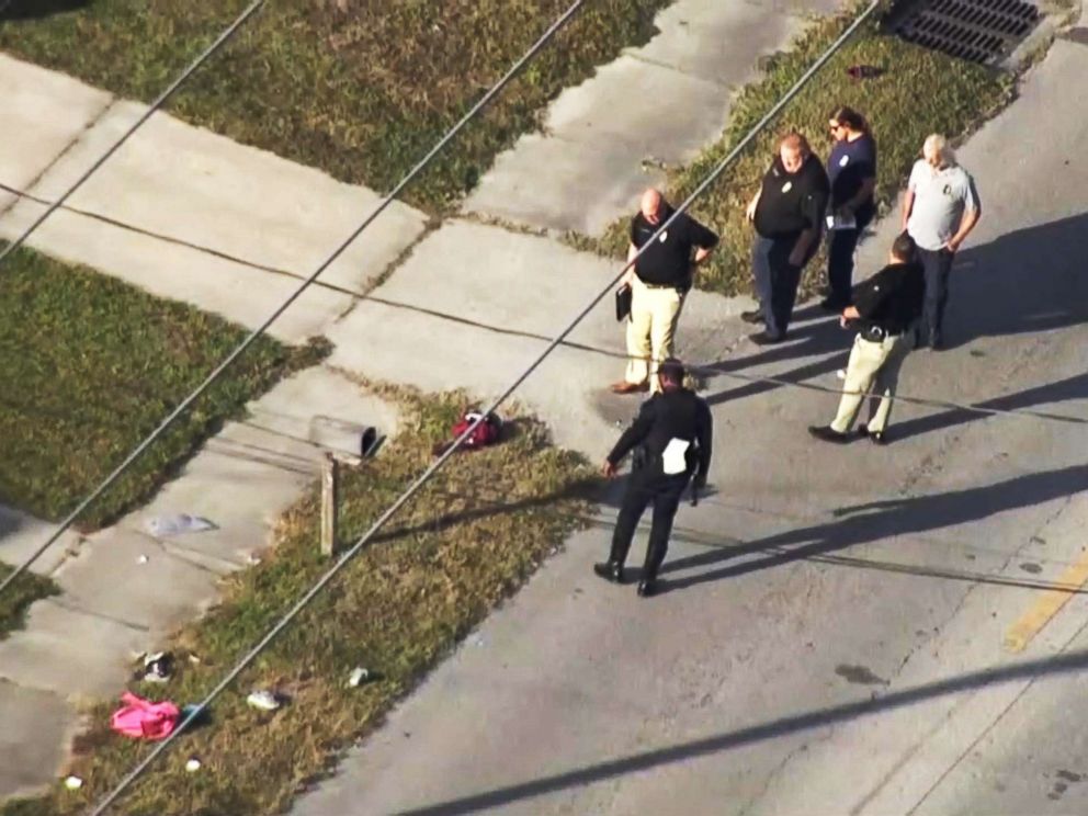 PHOTO: Police investigate an incident in Tampa, Fla., Nov. 1, 2018, in which multiple children waiting for a school bus with their parents were struck by a car and injured, according to police.