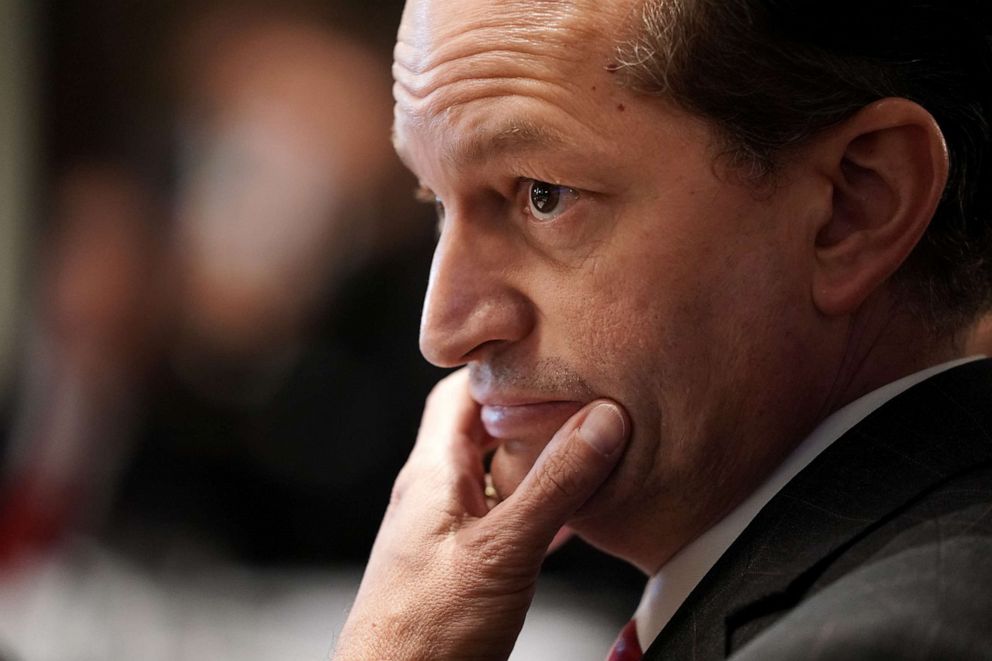 PHOTO: U.S. Labor Secretary Alex Acosta attends a cabinet meeting with President Donald Trump at the White House, July 16, 2019, in Washington, prior to his departure from the administration  over his involvement in the Jeffrey Epstein case. 