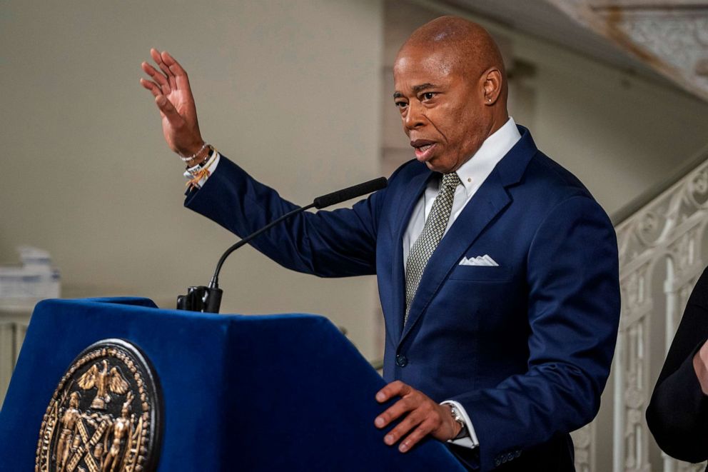 PHOTO: Mayor Eric Adams at New York City Hall, Jan. 17, 2022, in New York.