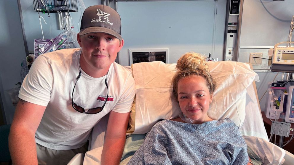 PHOTO: Addison Bethea, shown here with brother Rhett Willingham, rests in her hospital bed at Tallahassee Memorial Hospital in Tallahassee, Fla., on July 1, 2022.
