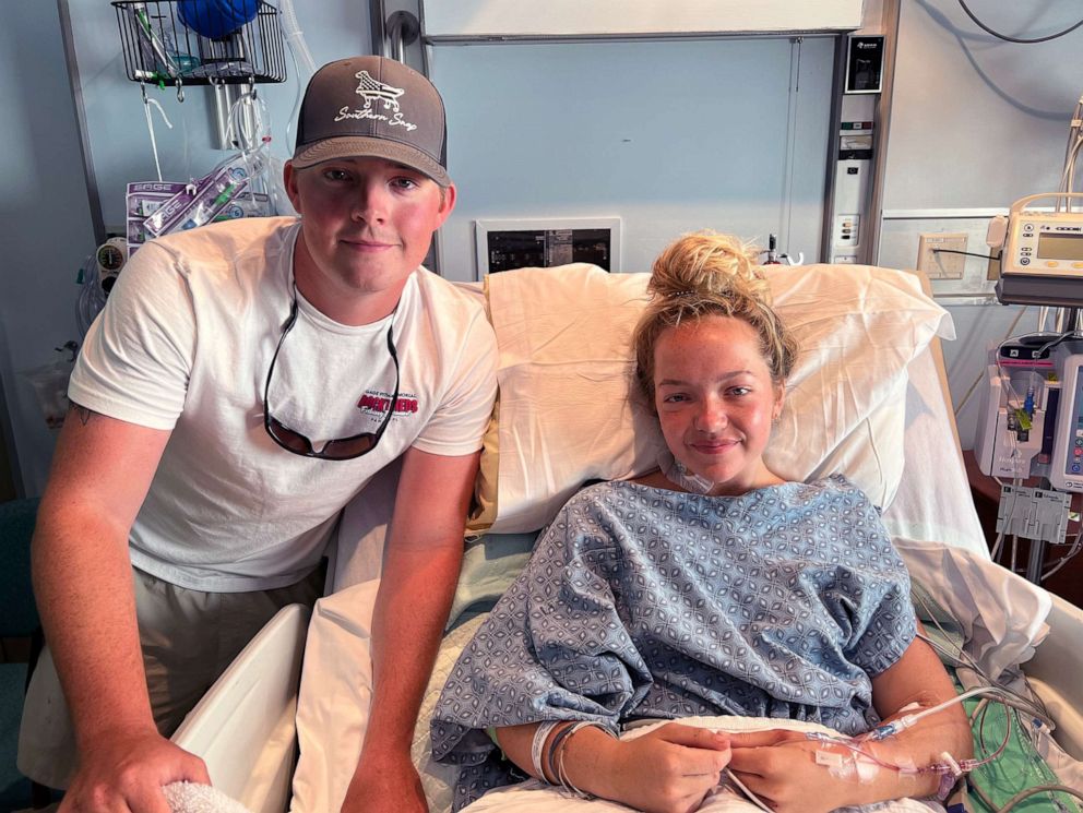 PHOTO: Addison Bethea, shown here with brother Rhett Willingham, rests in her hospital bed at Tallahassee Memorial Hospital in Tallahassee, Fla., on July 1, 2022.