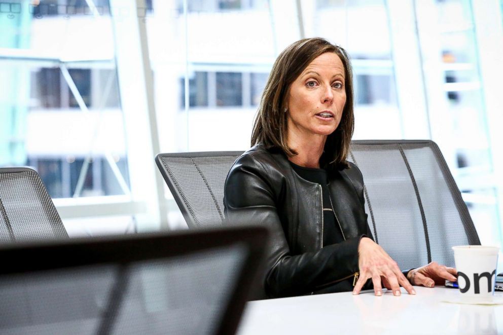 PHOTO: Adena Friedman, chief executive officer of Nasdaq Inc., speaks during an interview in New York, April 17, 2018.