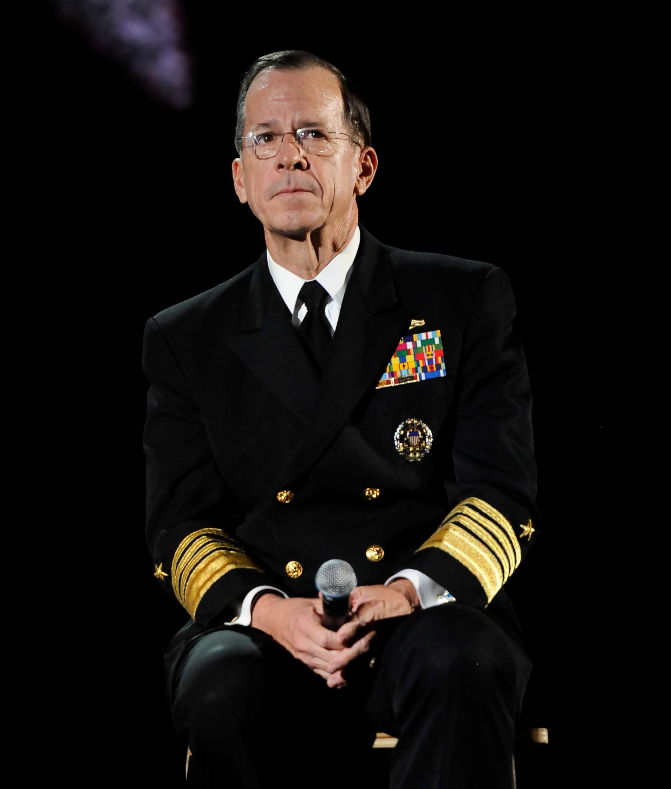 PHOTO: Chairman of the Joint Chiefs of Staff Admiral Michael Mullen appears onstage at an event on May 9, 2011, in New York.