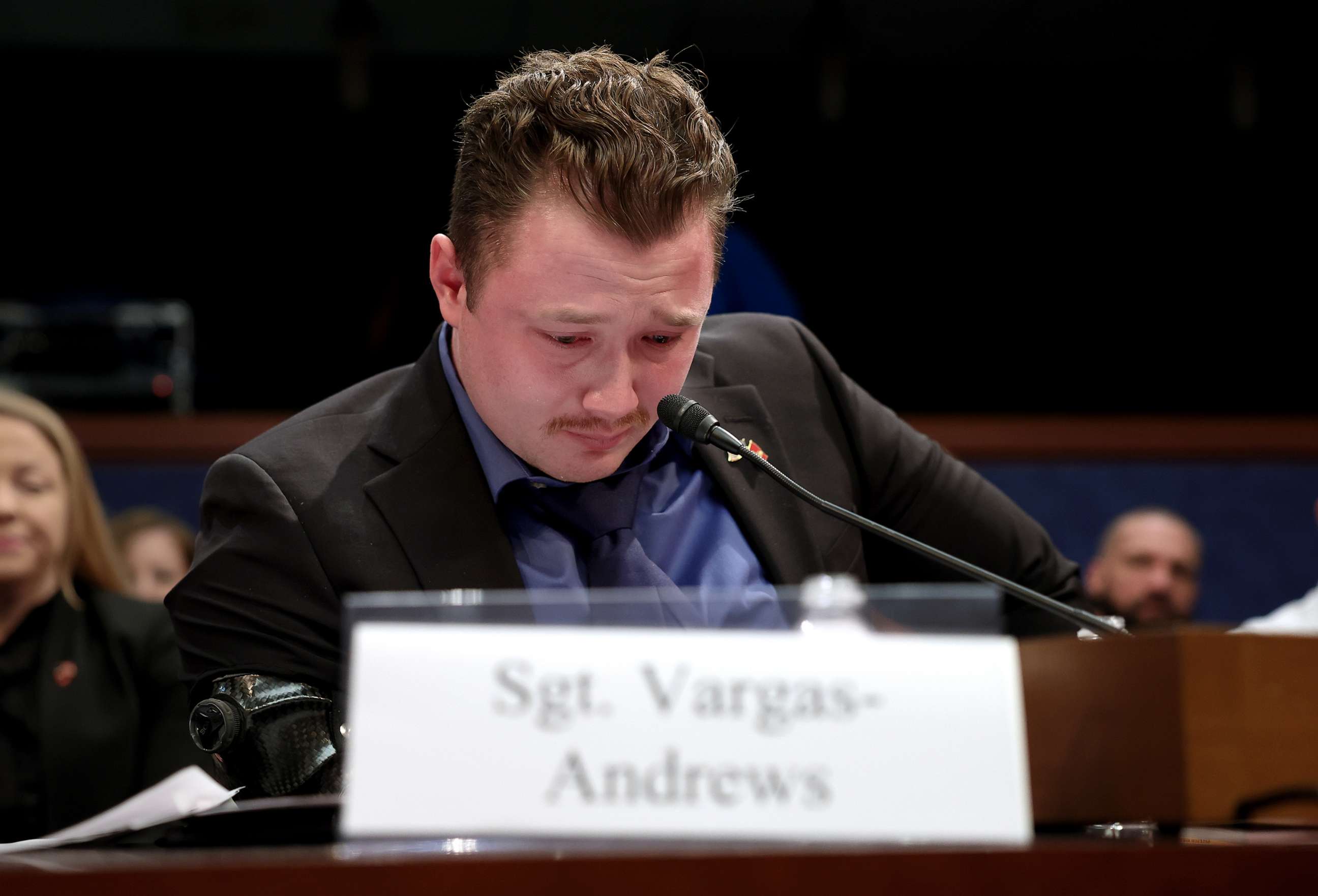 PHOTO: Marine Corps. Sergeant Tyler Vargas-Andrews testifies before the House Foreign Affairs Committee at the U.S. Capitol, March 8, 2023, in Washington, D.C.
