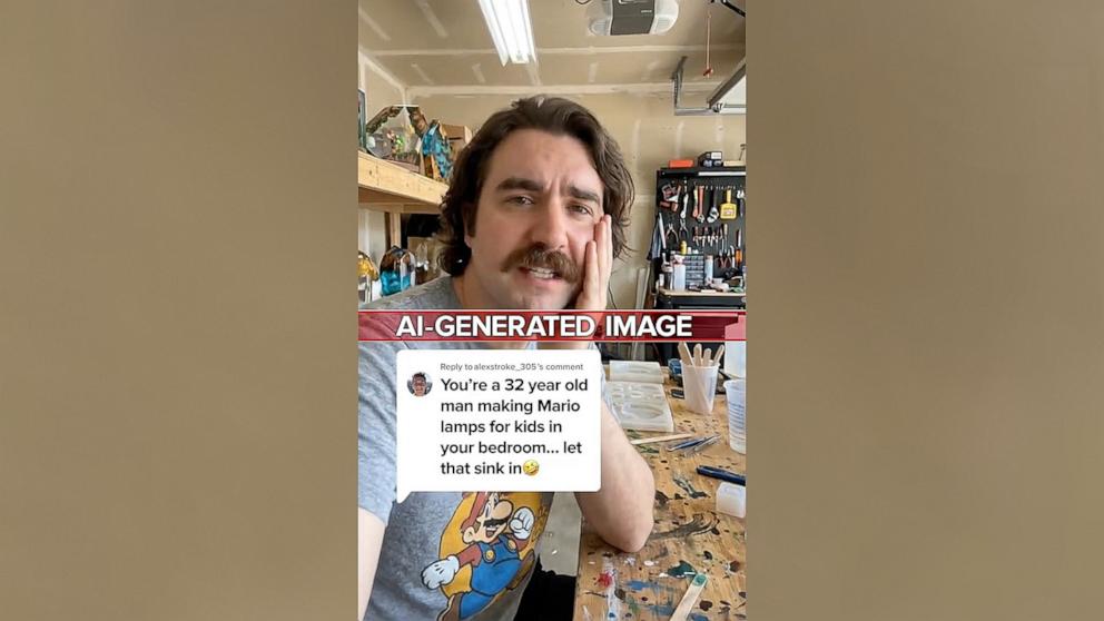 PHOTO: AI-generated video aiming to sell resin lamps on TikTok.
