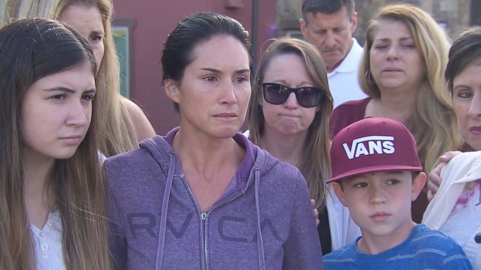 PHOTO: Joanna Cloonan, center, the mother of 6-year-old Aiden Leos, and Alexis Cloonan, left, Aiden's sister, speak to ABC News after Adien was killed in a road rage shooting in Orange, Calif., May 21, 2021.