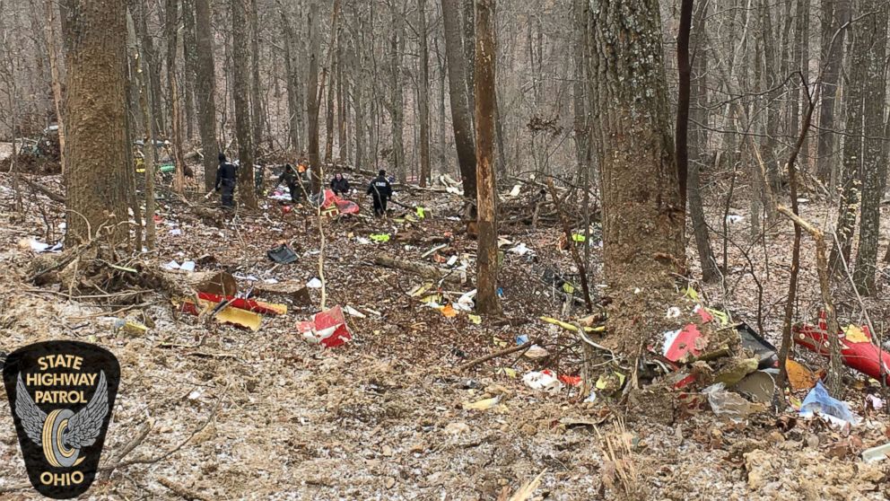 PHOTO: Three crew members were killed in an air ambulance helicopter crash near Zeleski, Ohio, Jan. 29, 2019.