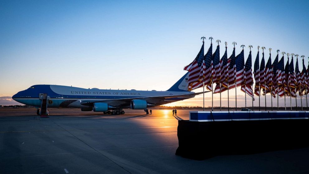 PHOTO: Air Force One sits on the tarmac at Joint Base Andrews in Prince George's County, Maryland, on Jan. 20, 2021, ahead of outgoing U.S. President Donald Trump's departure to Florida.