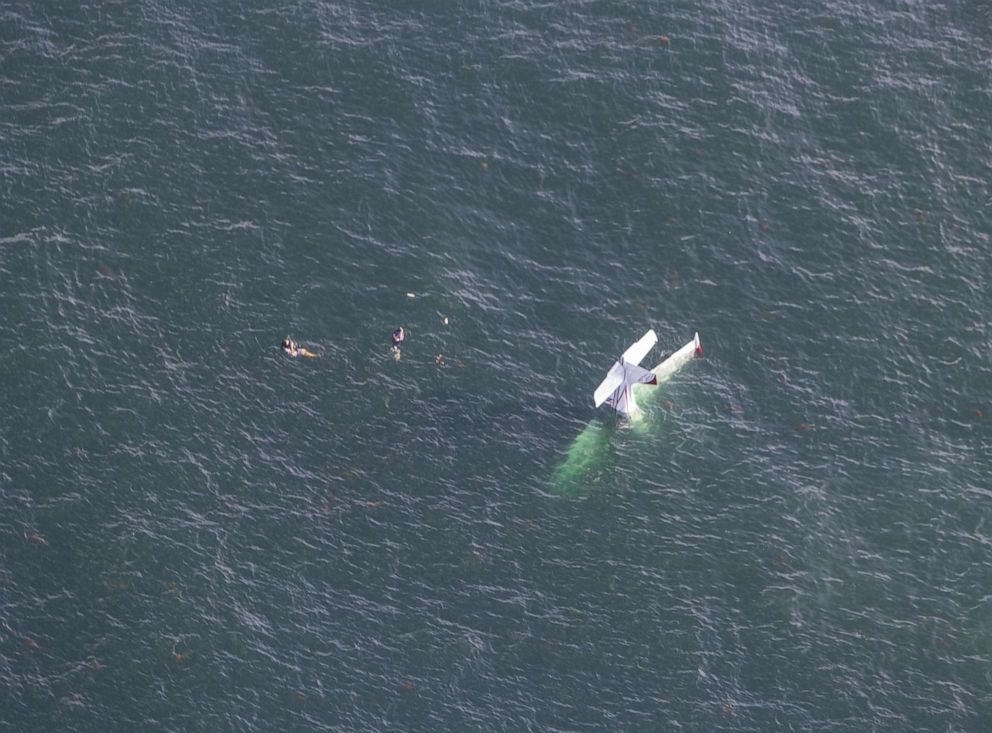 PHOTO: Two people were rescued after their plane into crashed Half Moon Bay in California, Aug. 20, 2019.