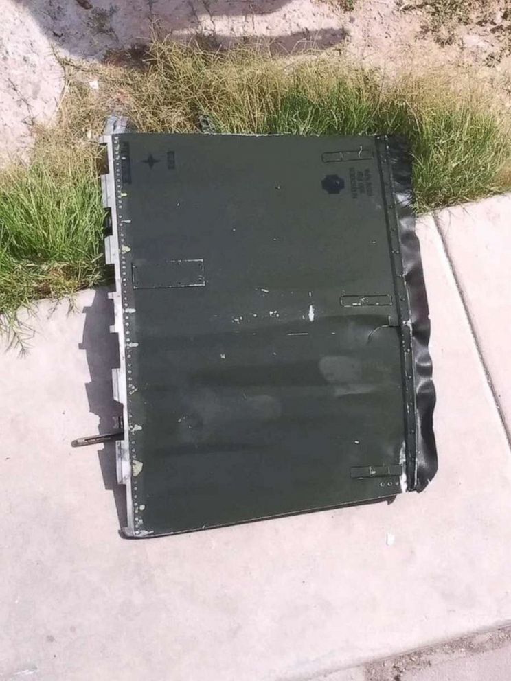 PHOTO: A door fell off a plane near Nellis Air Force Base in Las Vegas on Thursday, June 6, 2019. It is unclear what plane the door fell off, but no one was injured.