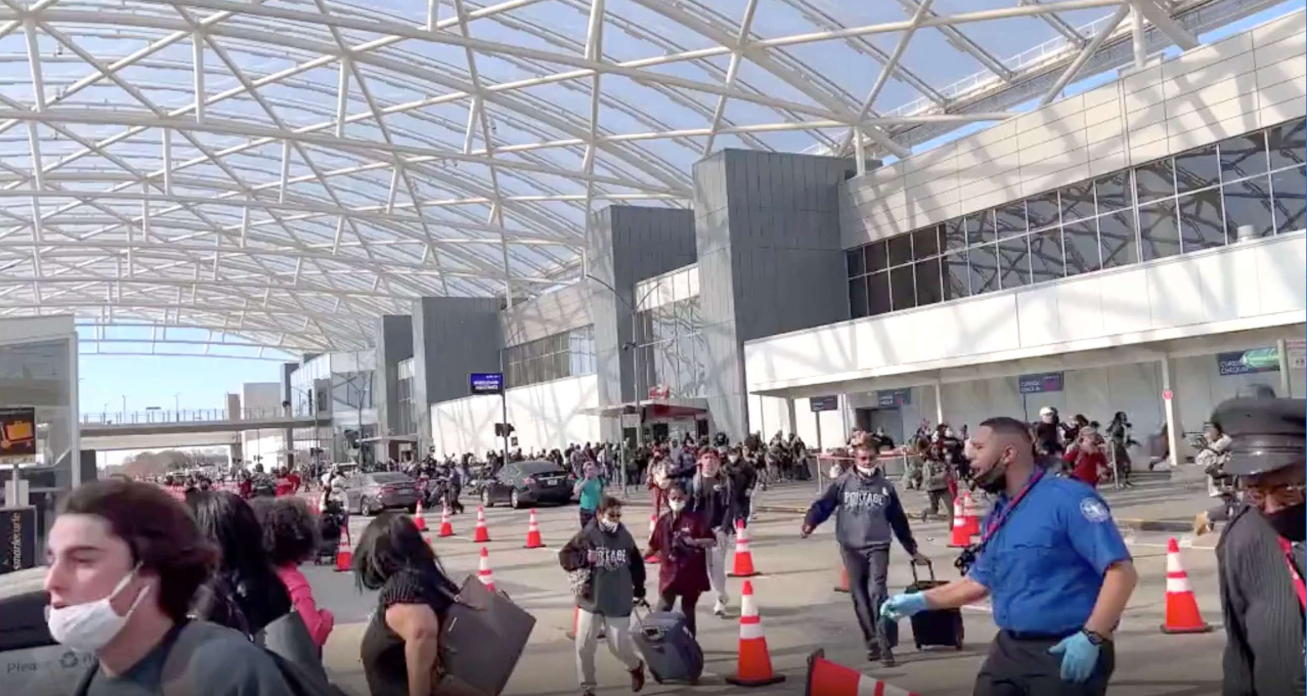 PHOTO: A still from a social media video taken outside the terminal shows the scene after a gun was accidentally discharged inside Hartsfield-Jackson Atlanta International Airport in Atlanta on Nov. 20, 2021.