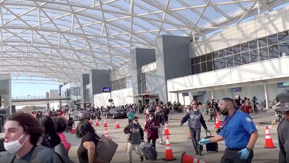 PHOTO: A still from a social media video taken outside the terminal shows the scene after a gun was accidentally discharged inside Hartsfield-Jackson Atlanta International Airport in Atlanta on Nov. 20, 2021.
