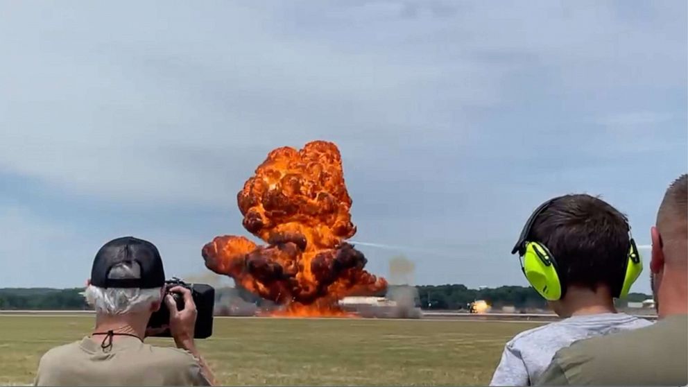 PHOTO: One person died during the "pyrotechnic portion" of an air show in Battle Creek, Michigan, July 2, 2022.