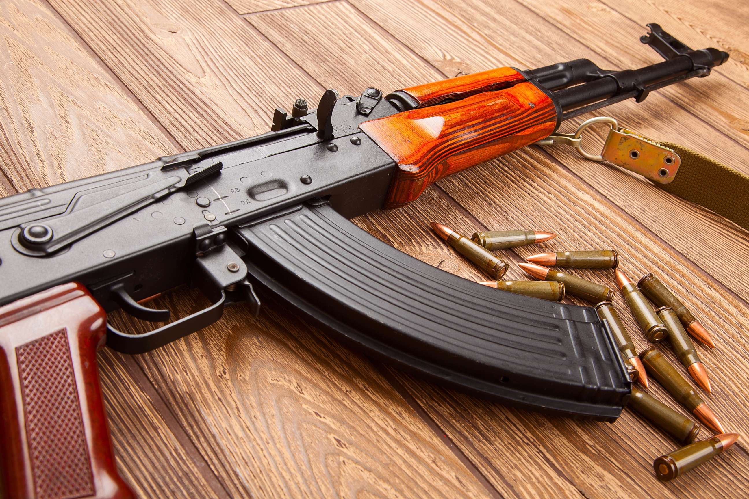 PHOTO: An AK-47 assault rifle and ammunition are pictured in an undated stock photo.