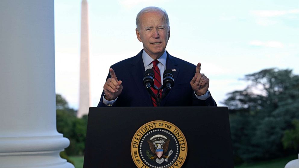 PHOTO: President Joe Biden announces that over the weekend, U.S. forces launched an airstrike in Afghanistan that killed al-Qaeda leader Ayman Al-Zawahiri during a briefing from the Blue Room balcony of the White House, Aug. 1, 2022.