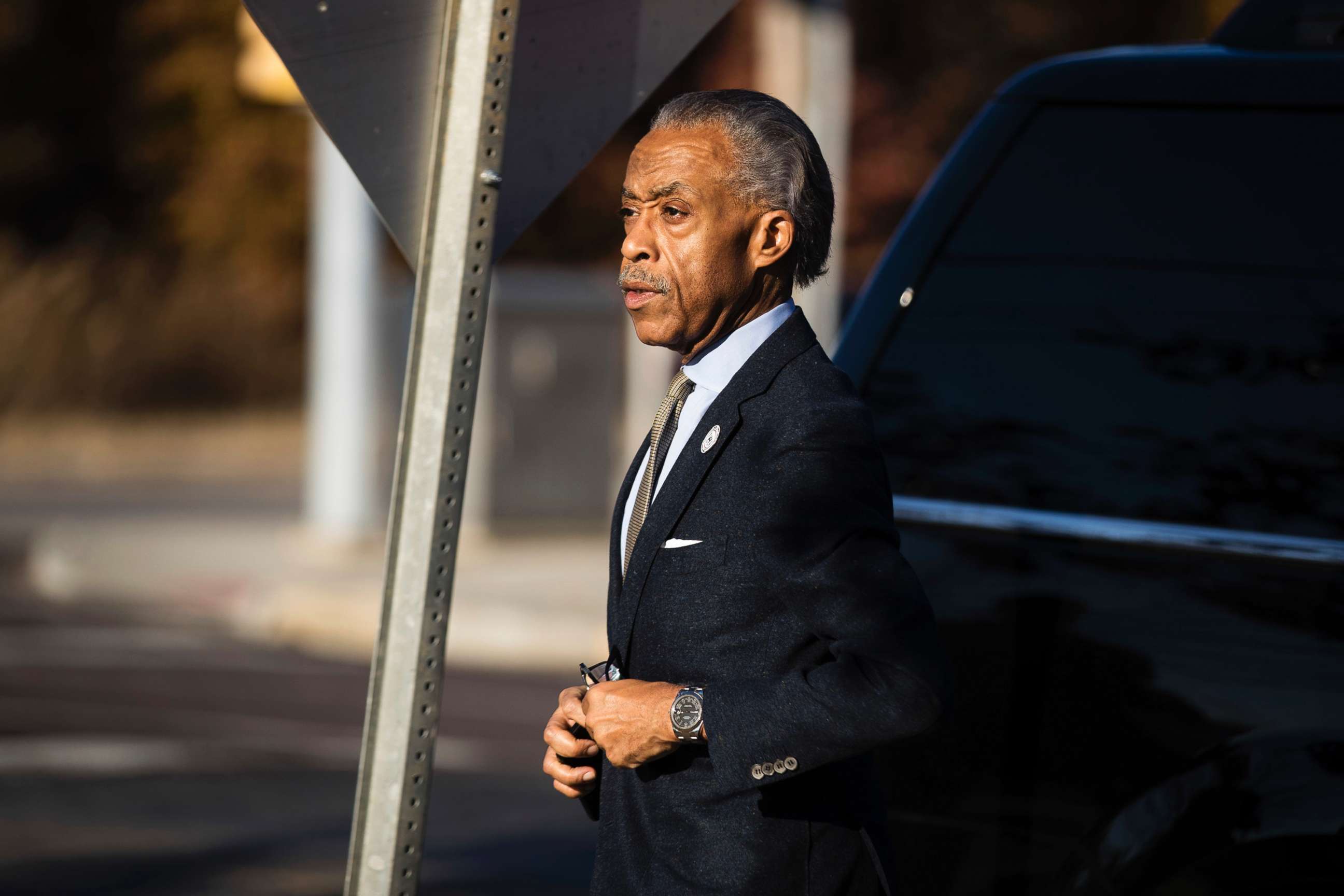 PHOTO: The Rev. Al Sharpton arrives to visit with Rapper Meek Mill at the state correctional institution in Chester, Pa., Nov. 27, 2017.