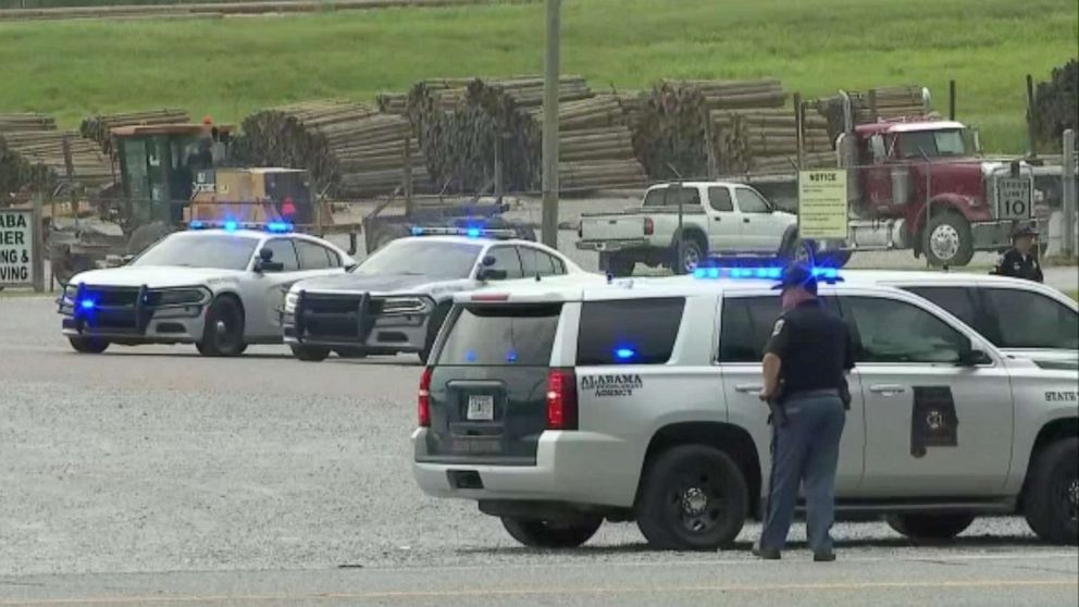 PHOTO: Law enforcement at the scene after two Bibb County Sheriff's Office deputies were shot on Highway 25 in Bibb County, Ala., June 29, 2022.