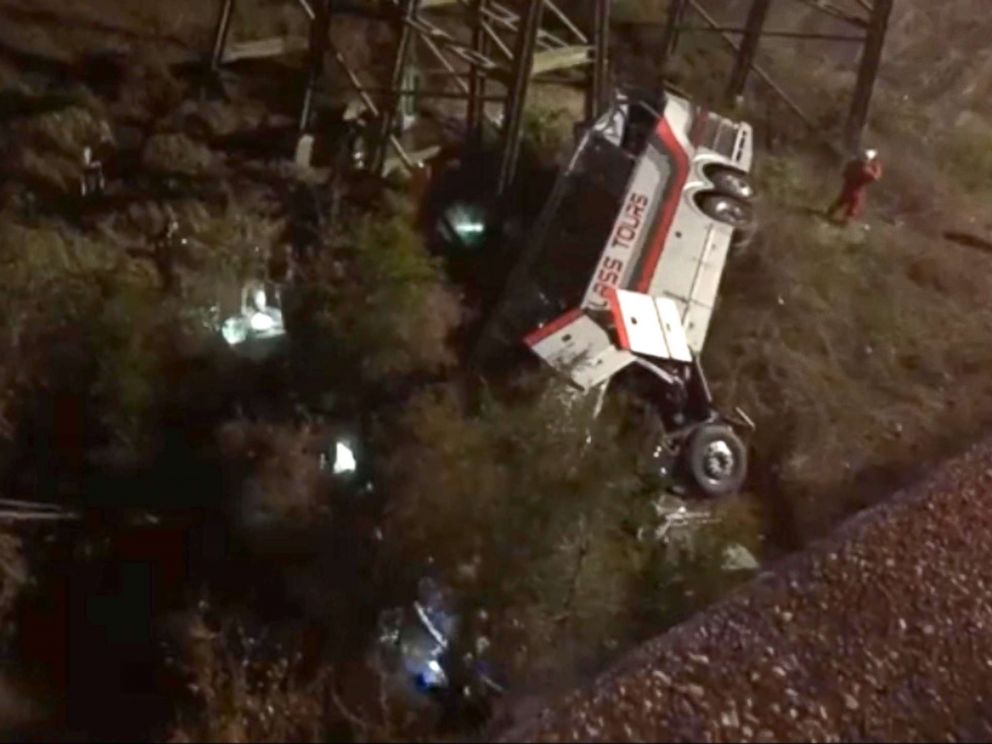 PHOTO: Emergency personnel working the site of a bus crash on I-10 in Alabama. The bus was carrying high school band students from the Houston area according to school officials.
