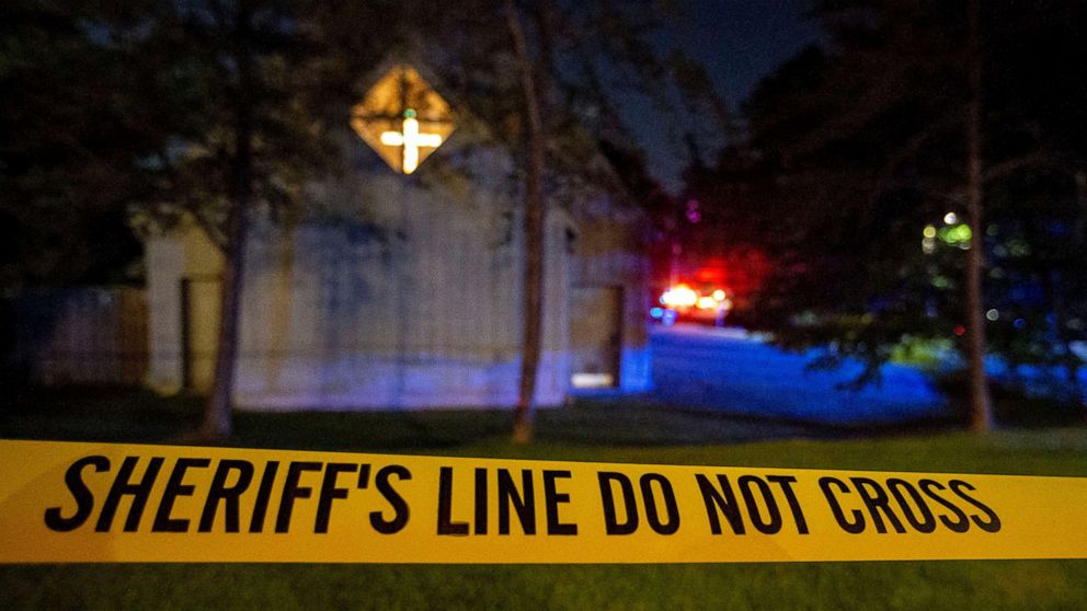 PHOTO: Police barricade off the area after a shooting at the Saint Stevens Episcopal Church on June 16, 2022 in Vestavia, Alabama.