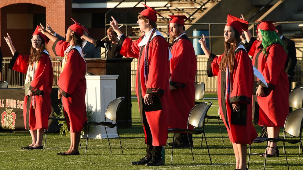 VIDEO:  Pomp, circumstance and masks