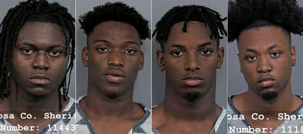 PHOTO: Suspects in the Alabama birthday party shooting, from left, Wilson LaMar Hill Jr., 20, Travis McCullough, 16, Ty Reik McCullough, 17, and Johnny Letron Brown, 20.