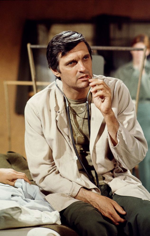 PHOTO: Actor Alan Alda in costume as Captain Benjamin Pierce in a scene from an episode of the television series 'MASH,' California in 1978.