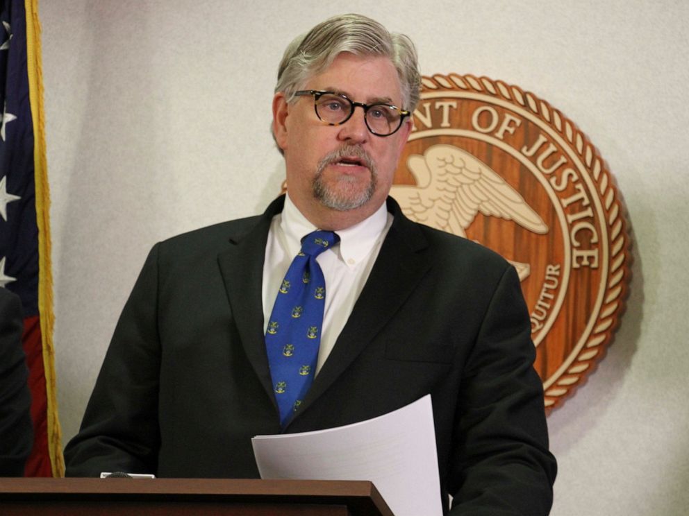 PHOTO: Bryan Schroder, Alaskas U.S. Attorney announces that several members of a white supremacist gang operating in Alaska have been charged in a racketing enterprise in Anchorage, Alaska, Wednesday, March 27, 2019.