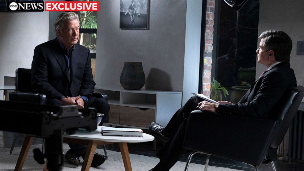 PHOTO: Actor Alec Baldwin talks to ABC News' Chief Anchor George Stephanopoulos in his first interview since the deadly shooting on the set of the film, "Rust."
