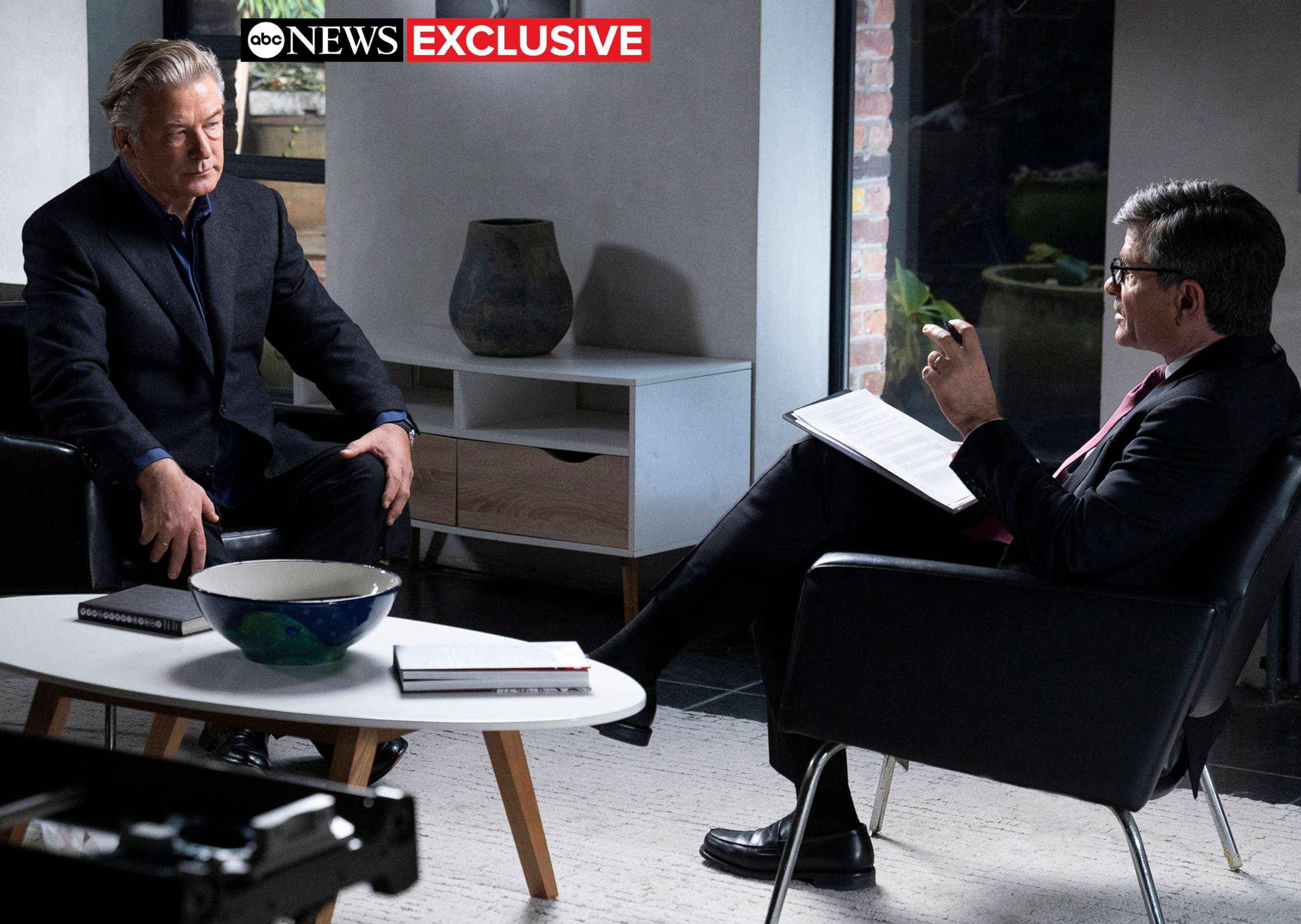PHOTO: Actor Alec Baldwin talks to ABC News' Chief Anchor George Stephanopoulos in his first interview since the deadly shooting on the set of the film, "Rust."