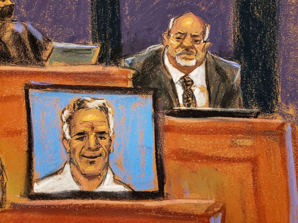 PHOTO: Juan Alessi, Jeffrey Epstein's house manager, testifies during the trial of Ghislaine Maxwell, the Epstein associate accused of sex trafficking, in a courtroom sketch in New York City, Dec. 2, 2021.