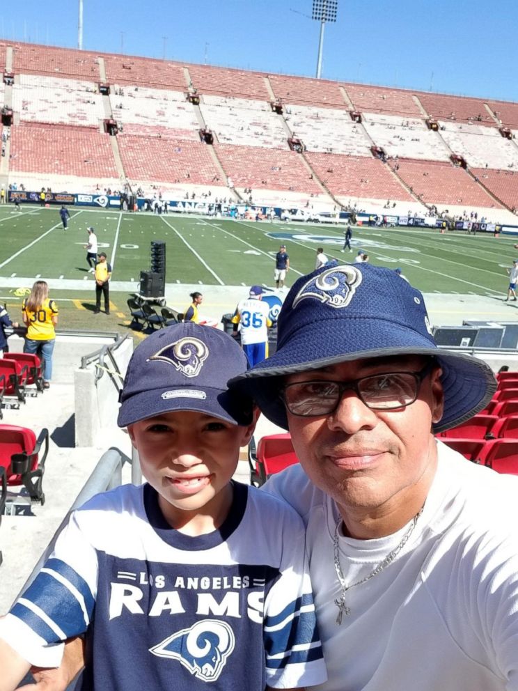 PHOTO: The Los Angeles Rams gave two free tickets to the Super Bowl to team staff member, custodian Alfonso Garcia, and his son, Josh, as well as flight and hotel accommodations for the trip, the team said. 