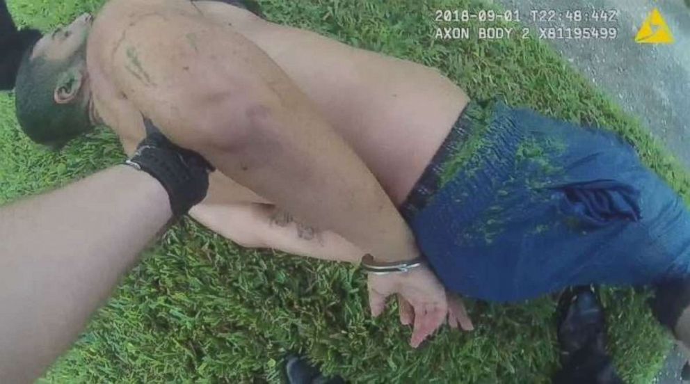 Abraham Duarte, 22, was covered in algae after being pulled out of a canal in Cape Coral, Fla., on Saturday, Sept. 1, 2018, while fleeing police.