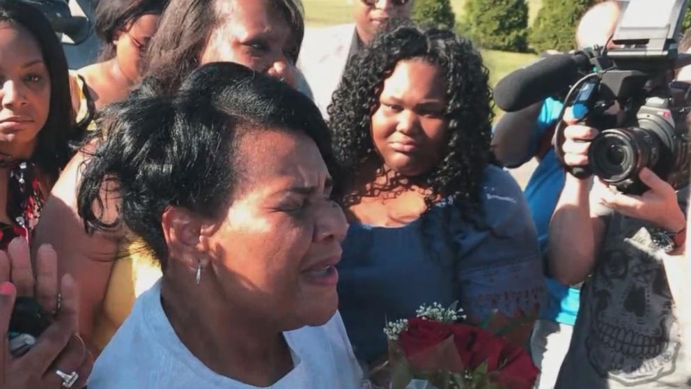 PHOTO: Alice Johnson, a 63-year-old grandmother serving a life sentence on drug charges whose cause was championed by Kim Kardashian West, had an emotional reunion with her family Wednesday after her sentence was commuted by President Donald Trump. 