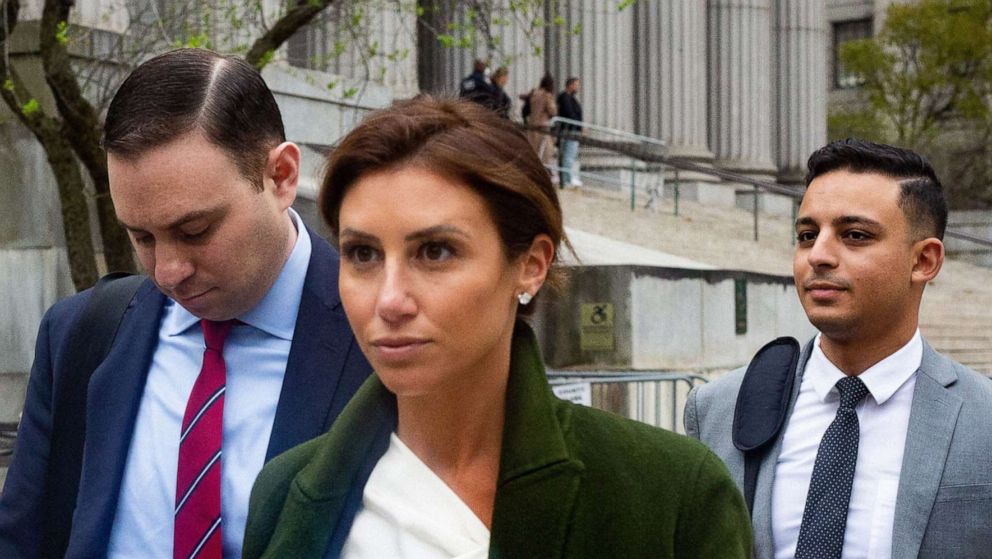 PHOTO: Donald Trump's lawyer Alina Habba, leaves Manhattan Supreme Court on April 25, 2022, after a judge held the former president in civil contempt for failing to comply with a court-ordered subpoena in the New York attorney general's probe. 
