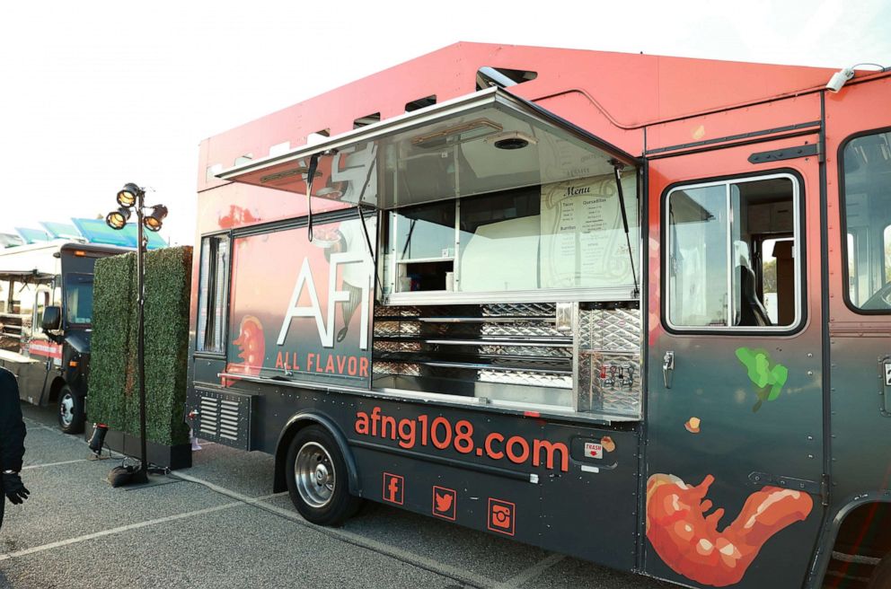 PHOTO: In this April 8, 2021, file photo, food truck All Flavor No Grease is seen during an event in Compton, Calif.