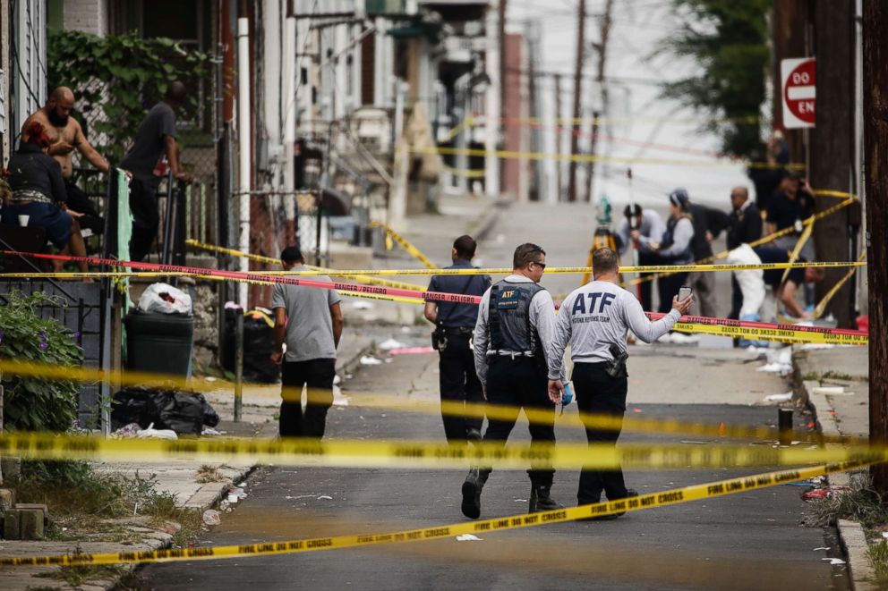 PHOTO: Authorities investigate the scene of Saturday's fatal car explosion in Allentown, Pa., Oct. 1, 2018.