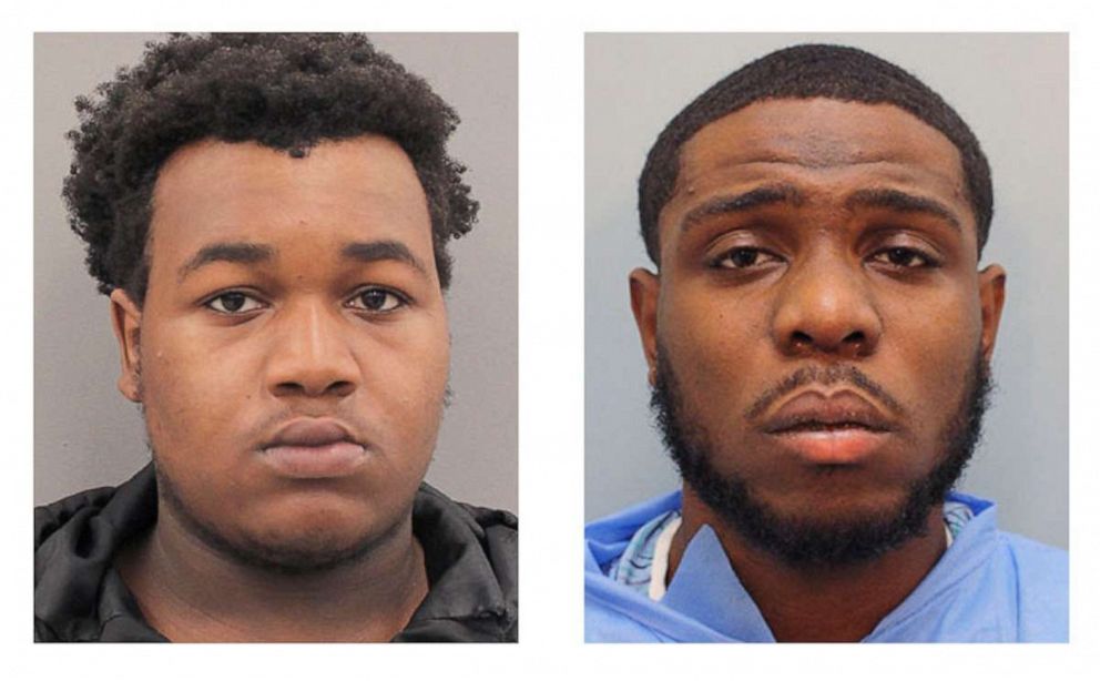 PHOTO: This combination of images provided by the Harris County Sheriff's Office in Houston, shows Fredarius Clark, left, and Joshua Stewart, who have been charged with capital murder in the fatal shooting of a Texas deputy sheriff.