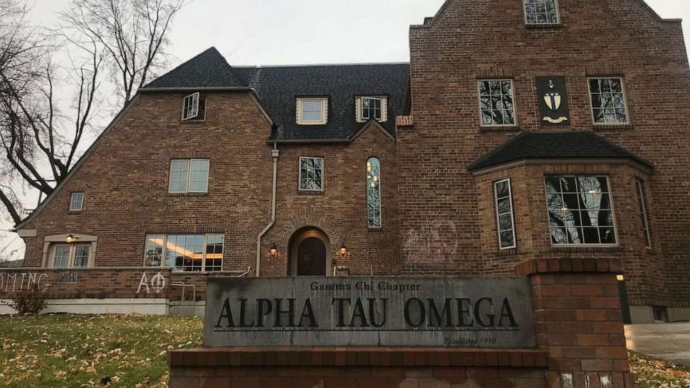 PHOTO: This 2019 file photo shows Alpha Tau Omega fraternity on the campus of Washington State University in Pullman, Wash.